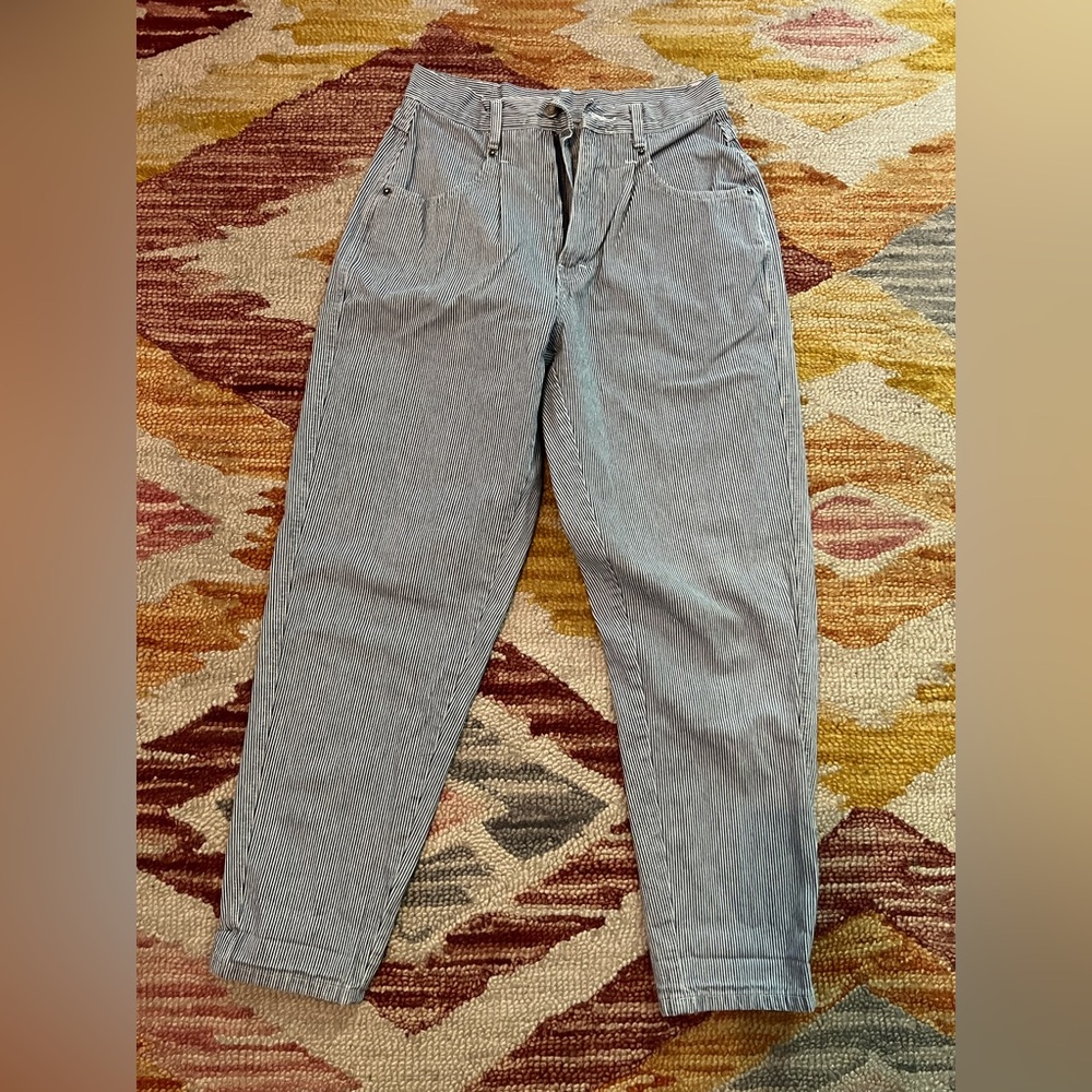 Vintage Brittania Blue/White Railroad Stripe High-Waisted Jeans
